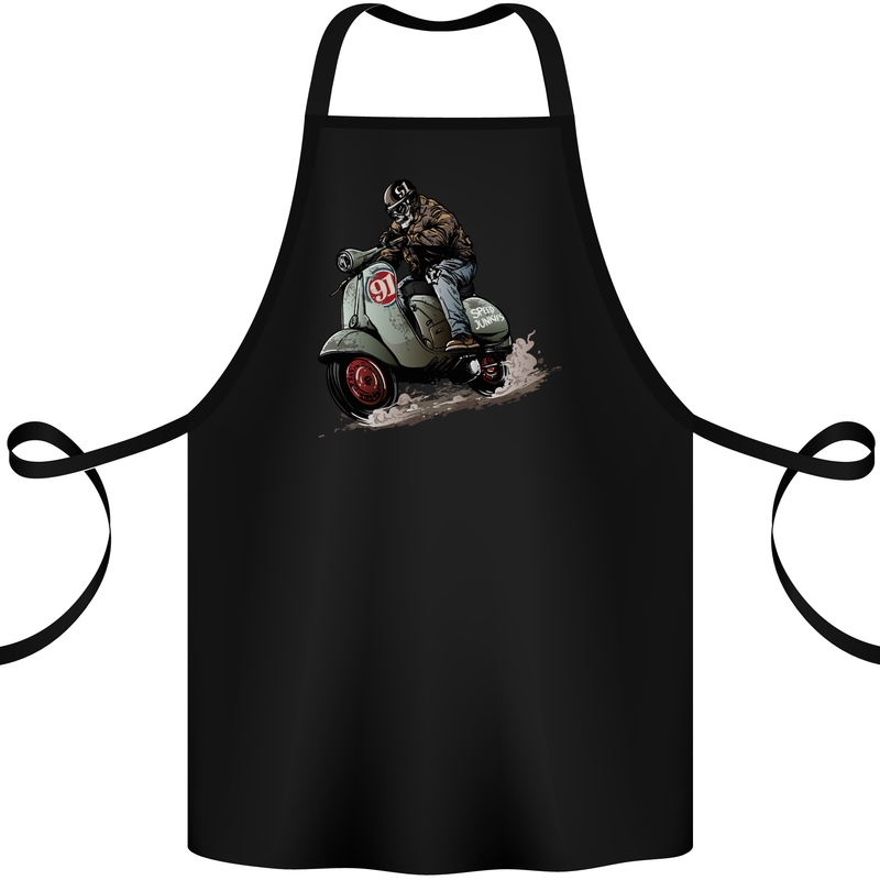 Scooter Skull MOD Moped Motorcycle Biker Cotton Apron 100% Organic Black