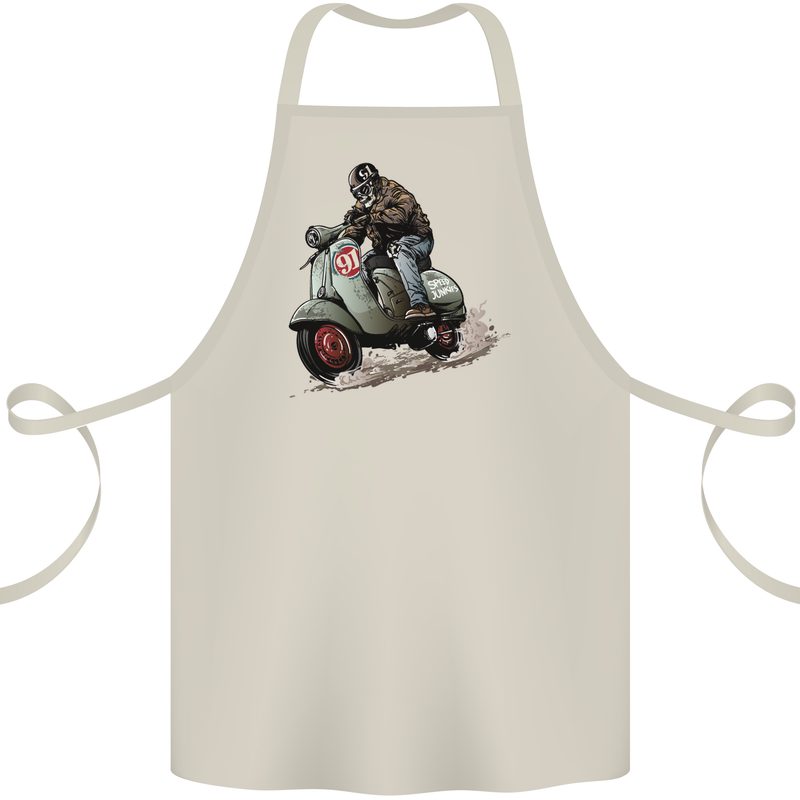 Scooter Skull MOD Moped Motorcycle Biker Cotton Apron 100% Organic Natural