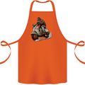 Scooter Skull MOD Moped Motorcycle Biker Cotton Apron 100% Organic Orange
