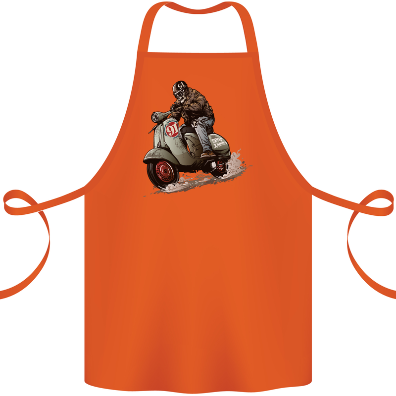 Scooter Skull MOD Moped Motorcycle Biker Cotton Apron 100% Organic Orange