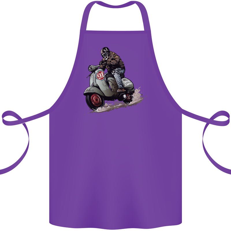 Scooter Skull MOD Moped Motorcycle Biker Cotton Apron 100% Organic Purple
