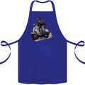 Scooter Skull MOD Moped Motorcycle Biker Cotton Apron 100% Organic Royal Blue