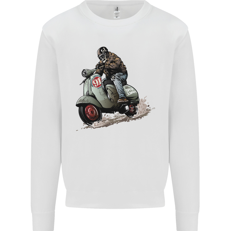 Scooter Skull MOD Moped Motorcycle Biker Kids Sweatshirt Jumper White