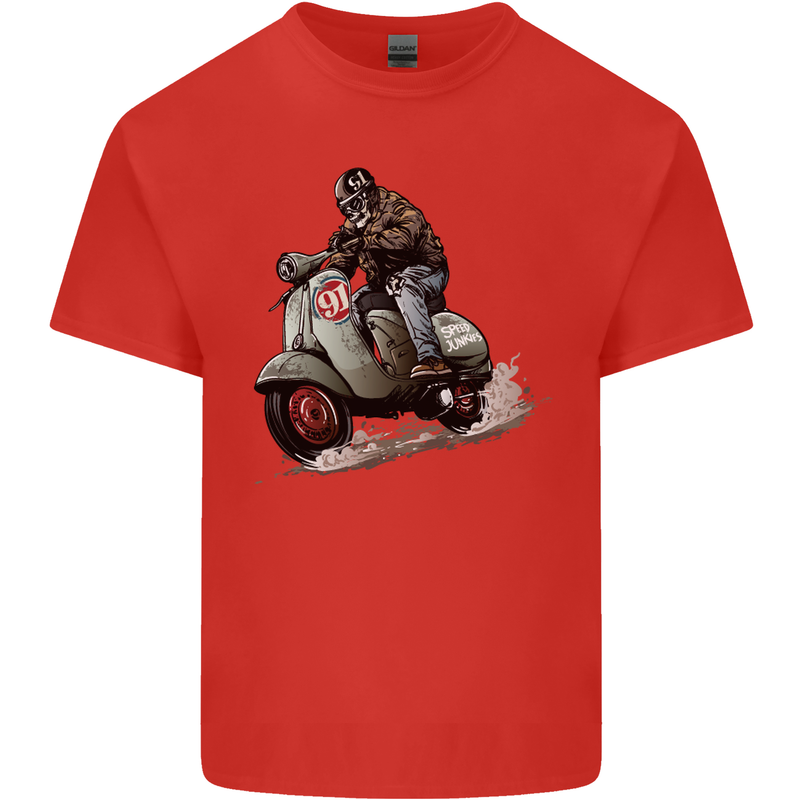Scooter Skull MOD Moped Motorcycle Biker Kids T-Shirt Childrens Red