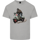 Scooter Skull MOD Moped Motorcycle Biker Kids T-Shirt Childrens Sports Grey