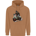 Scooter Skull MOD Moped Motorcycle Biker Mens 80% Cotton Hoodie Caramel Latte