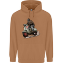 Scooter Skull MOD Moped Motorcycle Biker Mens 80% Cotton Hoodie Caramel Latte