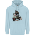 Scooter Skull MOD Moped Motorcycle Biker Mens 80% Cotton Hoodie Light Blue