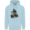Scooter Skull MOD Moped Motorcycle Biker Mens 80% Cotton Hoodie Light Blue