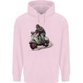 Scooter Skull MOD Moped Motorcycle Biker Mens 80% Cotton Hoodie Light Pink