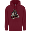 Scooter Skull MOD Moped Motorcycle Biker Mens 80% Cotton Hoodie Maroon