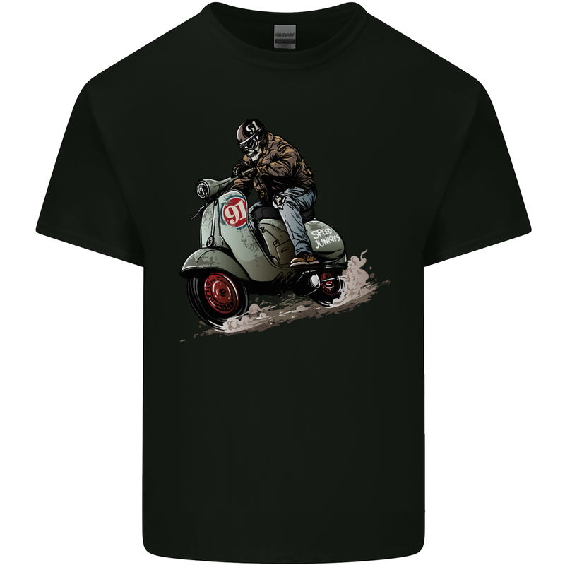 Scooter Skull MOD Moped Motorcycle Biker Mens Cotton T-Shirt Tee Top Black