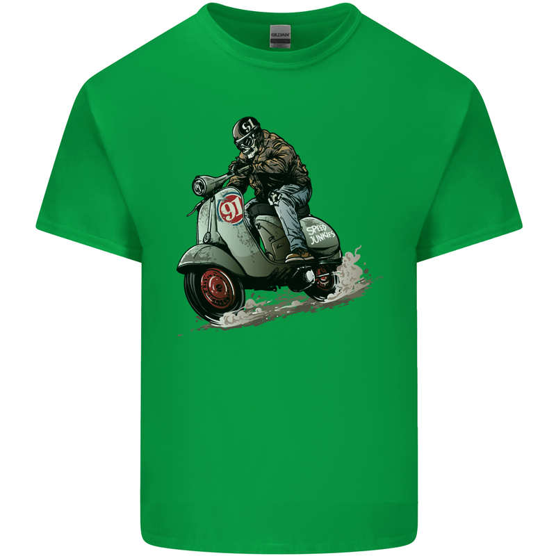Scooter Skull MOD Moped Motorcycle Biker Mens Cotton T-Shirt Tee Top Irish Green