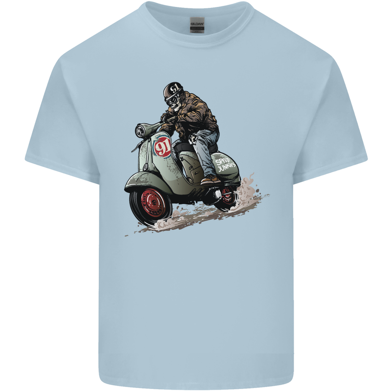 Scooter Skull MOD Moped Motorcycle Biker Mens Cotton T-Shirt Tee Top Light Blue