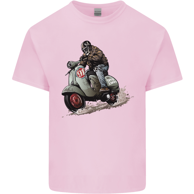 Scooter Skull MOD Moped Motorcycle Biker Mens Cotton T-Shirt Tee Top Light Pink