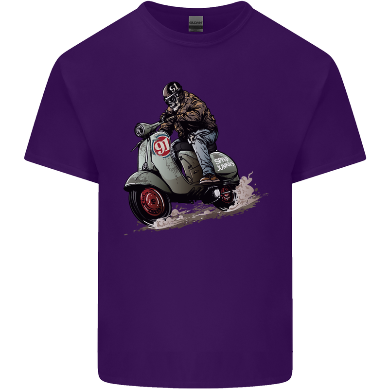 Scooter Skull MOD Moped Motorcycle Biker Mens Cotton T-Shirt Tee Top Purple