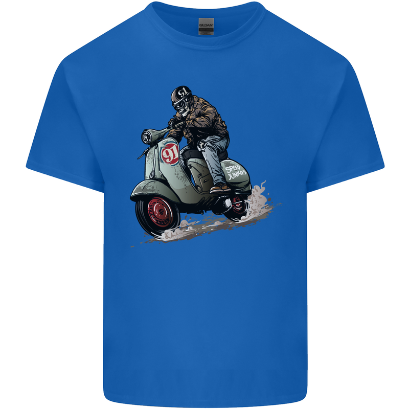 Scooter Skull MOD Moped Motorcycle Biker Mens Cotton T-Shirt Tee Top Royal Blue