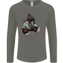 Scooter Skull MOD Moped Motorcycle Biker Mens Long Sleeve T-Shirt Charcoal