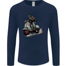 Scooter Skull MOD Moped Motorcycle Biker Mens Long Sleeve T-Shirt Navy Blue