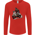 Scooter Skull MOD Moped Motorcycle Biker Mens Long Sleeve T-Shirt Red