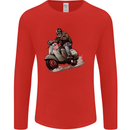 Scooter Skull MOD Moped Motorcycle Biker Mens Long Sleeve T-Shirt Red