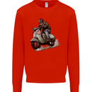 Scooter Skull MOD Moped Motorcycle Biker Mens Sweatshirt Jumper Bright Red