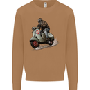 Scooter Skull MOD Moped Motorcycle Biker Mens Sweatshirt Jumper Caramel Latte