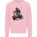 Scooter Skull MOD Moped Motorcycle Biker Mens Sweatshirt Jumper Light Pink