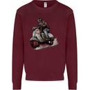 Scooter Skull MOD Moped Motorcycle Biker Mens Sweatshirt Jumper Maroon