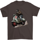 Scooter Skull MOD Moped Motorcycle Biker Mens T-Shirt Cotton Gildan Dark Chocolate