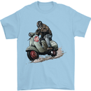 Scooter Skull MOD Moped Motorcycle Biker Mens T-Shirt Cotton Gildan Light Blue