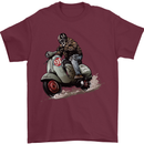 Scooter Skull MOD Moped Motorcycle Biker Mens T-Shirt Cotton Gildan Maroon