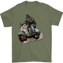 Scooter Skull MOD Moped Motorcycle Biker Mens T-Shirt Cotton Gildan Military Green