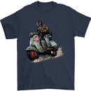 Scooter Skull MOD Moped Motorcycle Biker Mens T-Shirt Cotton Gildan Navy Blue