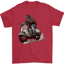 Scooter Skull MOD Moped Motorcycle Biker Mens T-Shirt Cotton Gildan Red