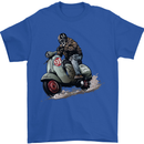 Scooter Skull MOD Moped Motorcycle Biker Mens T-Shirt Cotton Gildan Royal Blue