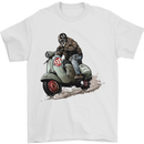 Scooter Skull MOD Moped Motorcycle Biker Mens T-Shirt Cotton Gildan White