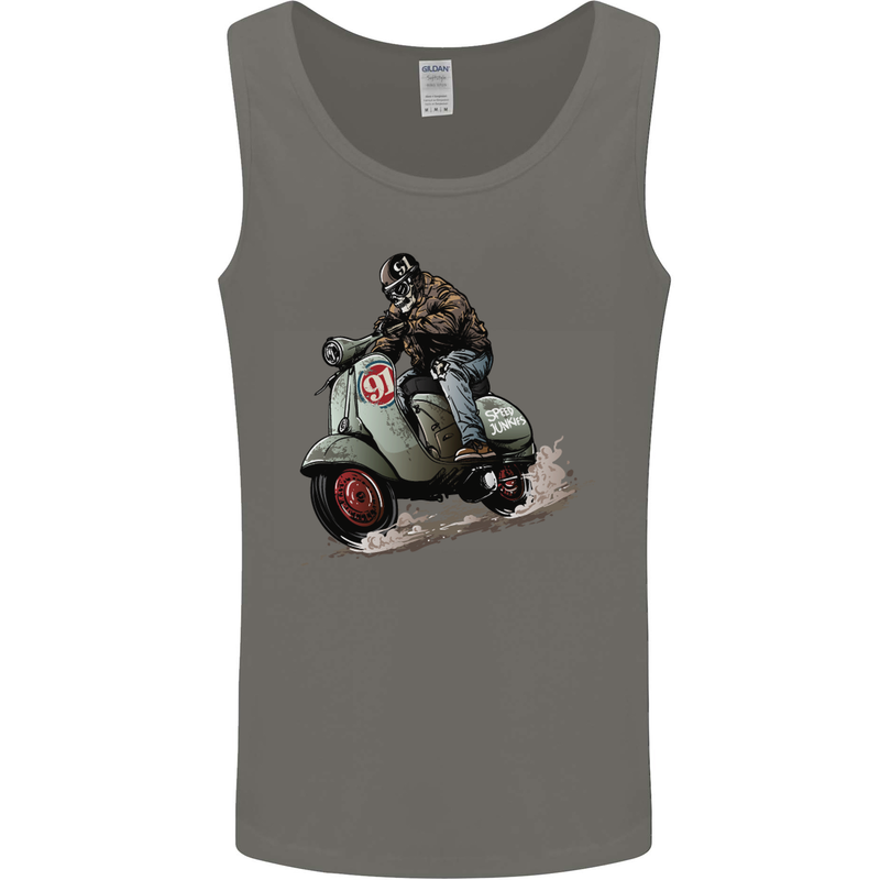 Scooter Skull MOD Moped Motorcycle Biker Mens Vest Tank Top Charcoal