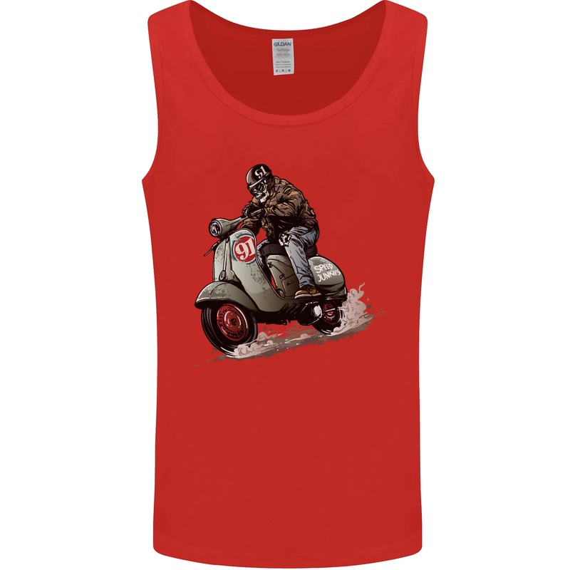 Scooter Skull MOD Moped Motorcycle Biker Mens Vest Tank Top Red