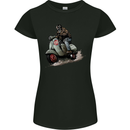 Scooter Skull MOD Moped Motorcycle Biker Womens Petite Cut T-Shirt Black