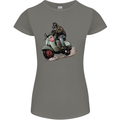 Scooter Skull MOD Moped Motorcycle Biker Womens Petite Cut T-Shirt Charcoal