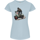 Scooter Skull MOD Moped Motorcycle Biker Womens Petite Cut T-Shirt Light Blue