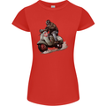 Scooter Skull MOD Moped Motorcycle Biker Womens Petite Cut T-Shirt Red