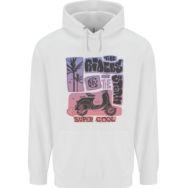 Scooter the Riders on the Storm Motorbike Childrens Kids Hoodie White