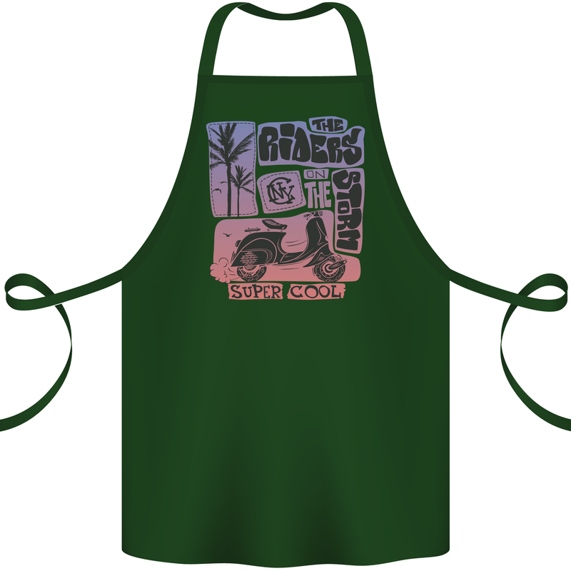 Scooter the Riders on the Storm Motorbike Cotton Apron 100% Organic Forest Green