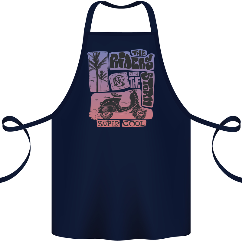 Scooter the Riders on the Storm Motorbike Cotton Apron 100% Organic Navy Blue