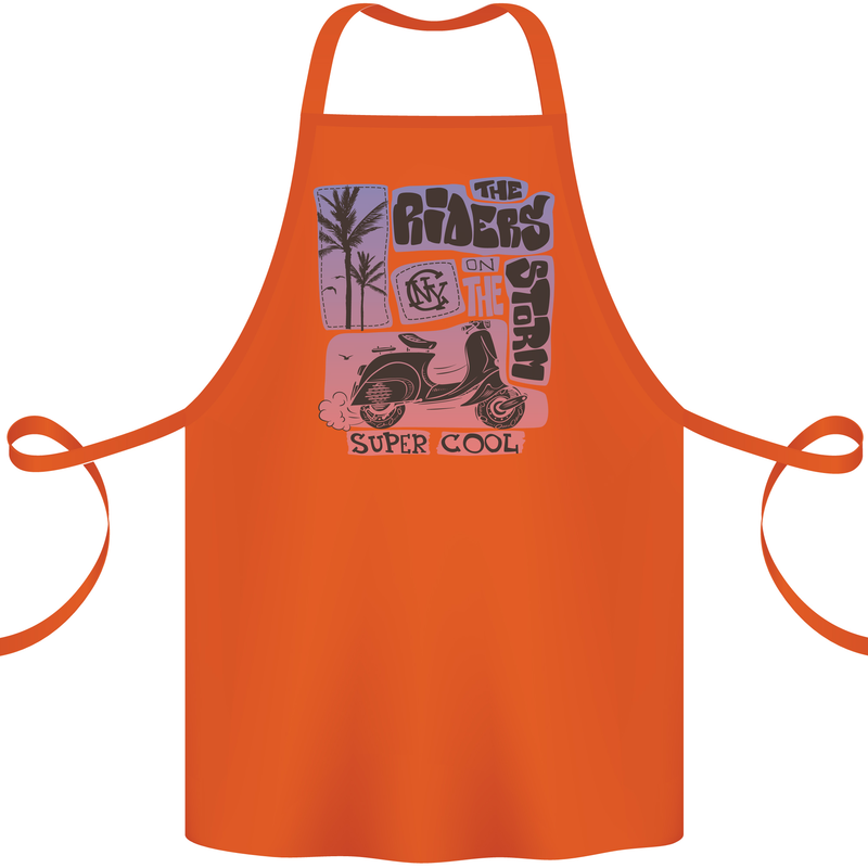 Scooter the Riders on the Storm Motorbike Cotton Apron 100% Organic Orange