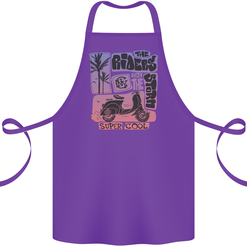Scooter the Riders on the Storm Motorbike Cotton Apron 100% Organic Purple