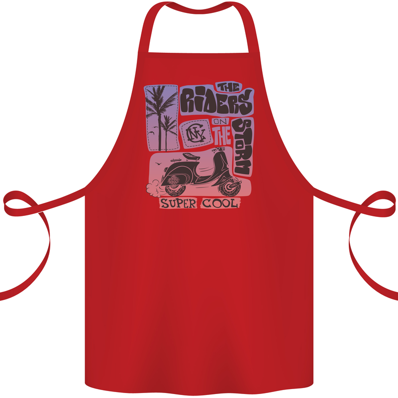Scooter the Riders on the Storm Motorbike Cotton Apron 100% Organic Red