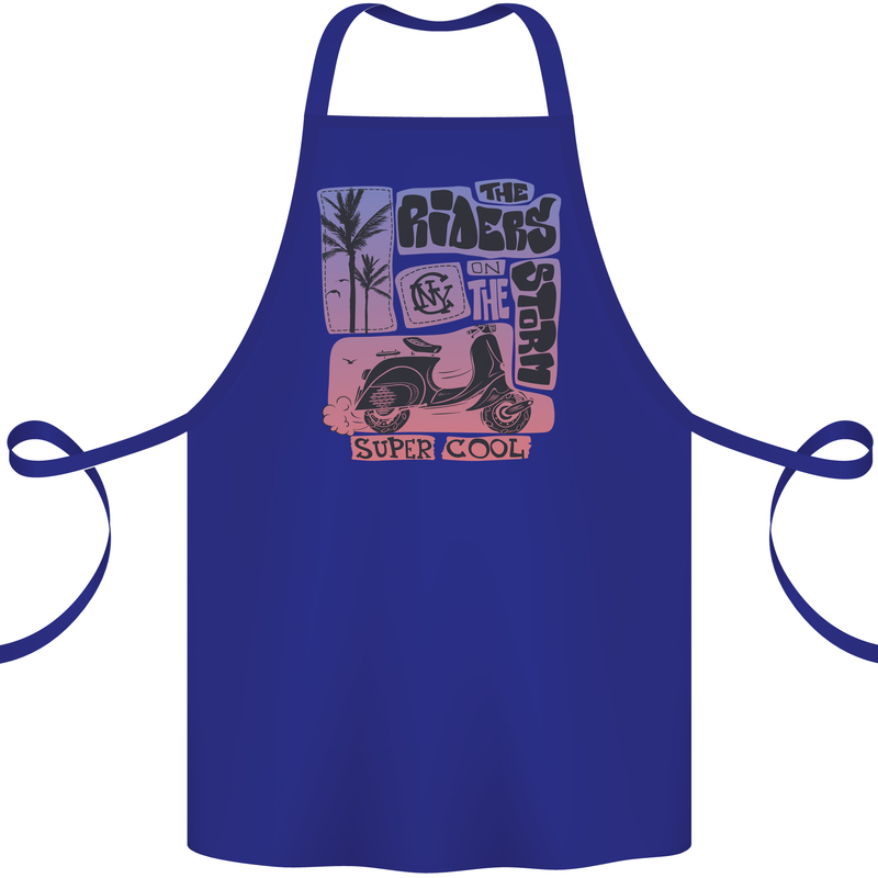 Scooter the Riders on the Storm Motorbike Cotton Apron 100% Organic Royal Blue